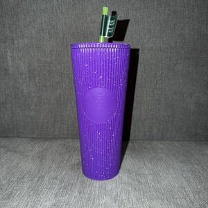 Starbucks 2024 Halloween Glow In The Dark Purple Splatter 24oz Venti Tumbler NEW
